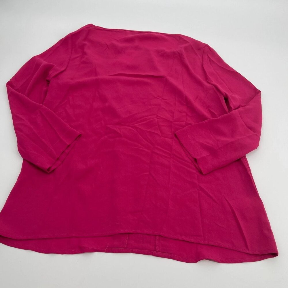 NWT Loft Pleated Magenta Workwear Blouse Women Size L - Picture 12 of 14